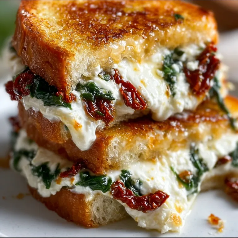 Delicious Grilled Cheese with Sun-Dried Tomatoes, Spinach & Creamy Ricotta Filling Recipe