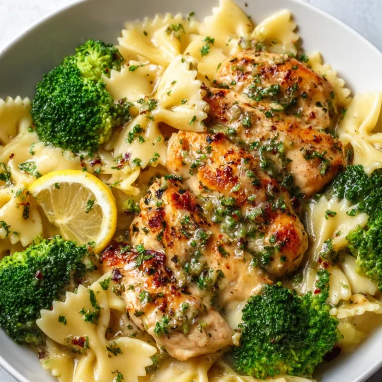 Lemon Garlic Bowtie Chicken with Broccoli | Easy Healthy Dinner Recipe