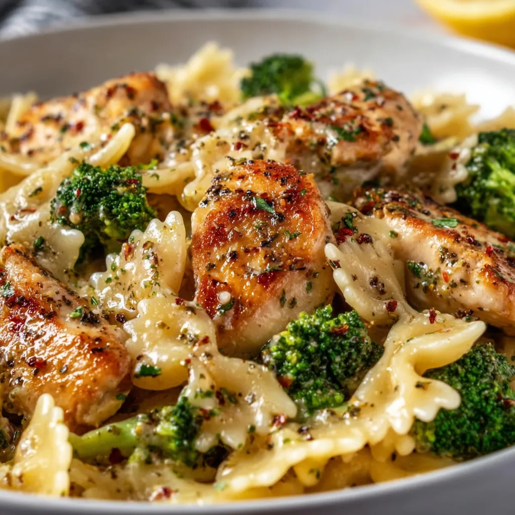 Lemon Garlic Bowtie Chicken with Broccoli | Easy Healthy Dinner Recipe