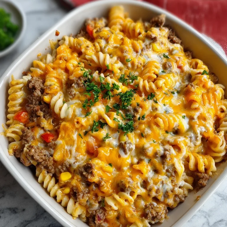 Loaded Cheddar Ranch Beef and Sweet Corn Rotini Bake | Easy Comfort Food Recipe