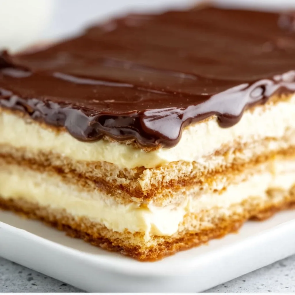 Delicious No Bake Eclair Cake with Rich Chocolate Ganache – Easy Dessert Recipe