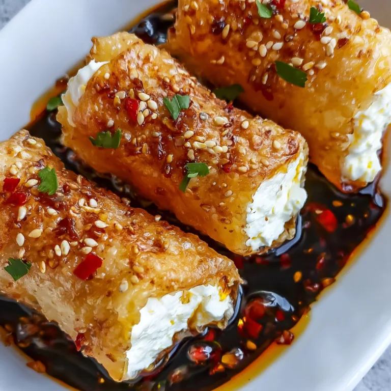 Crispy Oven-Fried Feta Rolls with Spicy Chili Honey Drizzle | Easy Appetizer Recipe