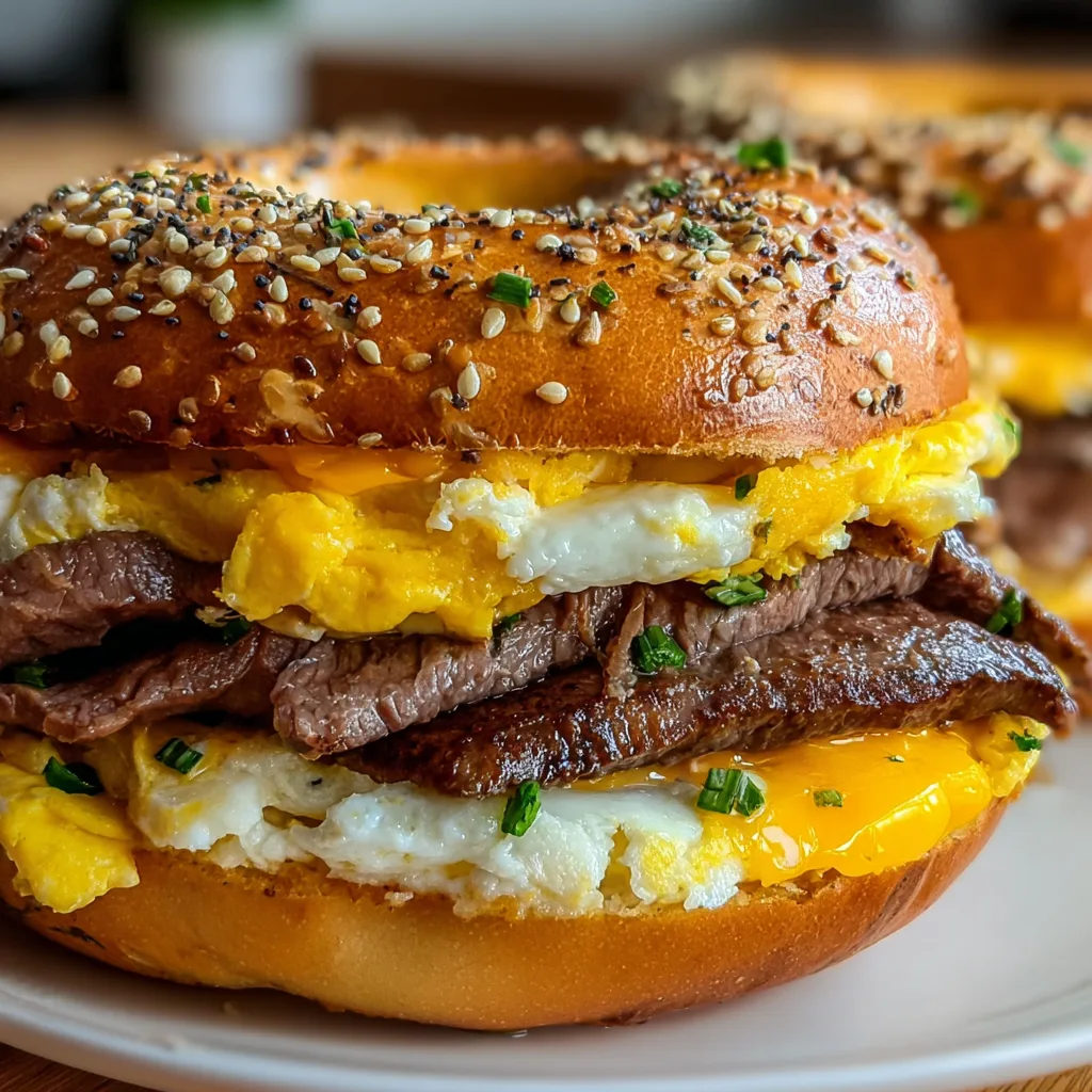 Delicious Steak Egg Cheese Bagel Recipe | Perfect Breakfast Sandwich