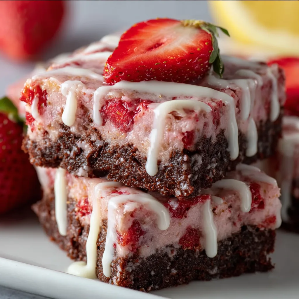 Delicious Strawberry Brownies with Zesty Lemon Glaze Recipe