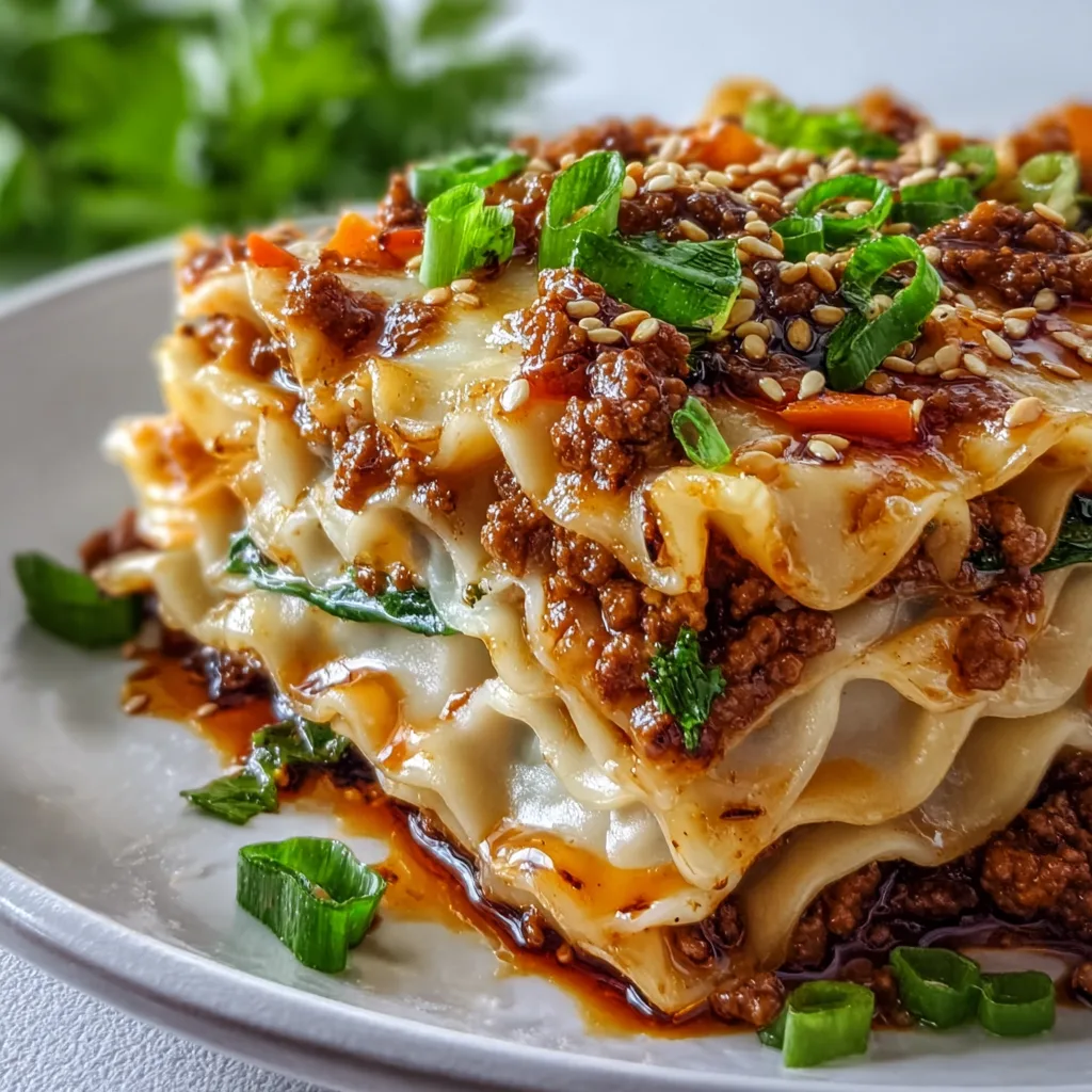 Asian Dumpling Lasagna with Soy Sauce | Unique Fusion Recipe
