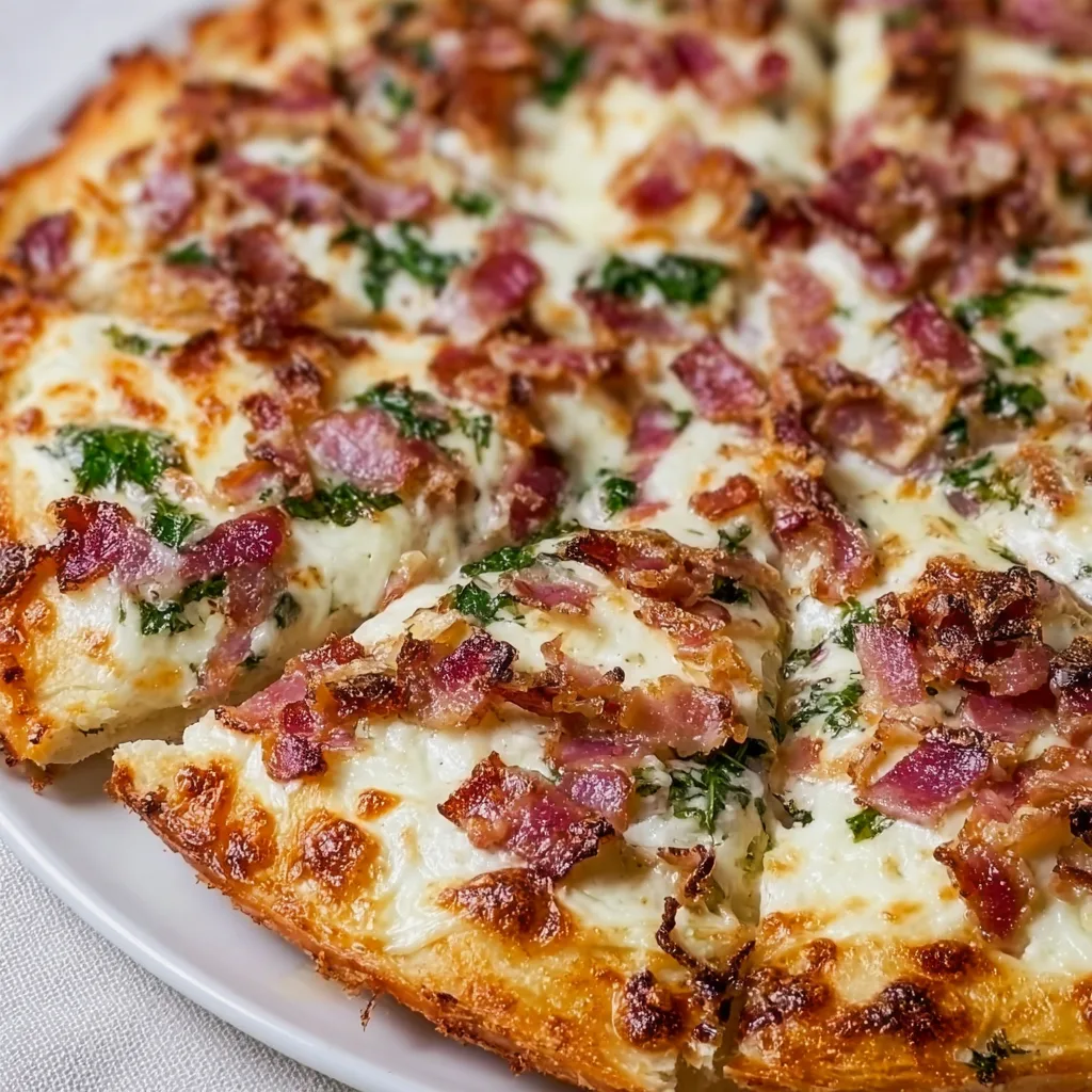 Delicious Bacon Alfredo Pizza Recipe | Creamy & Crispy Flavor Combo