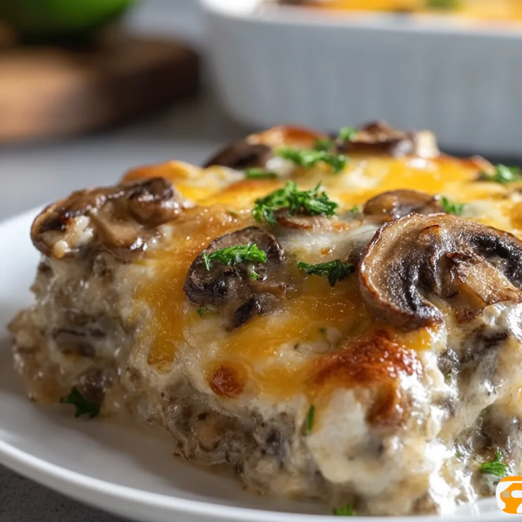 Cheesy Mushroom & Swiss Burger Casserole Recipe | Easy Comfort Food Delight