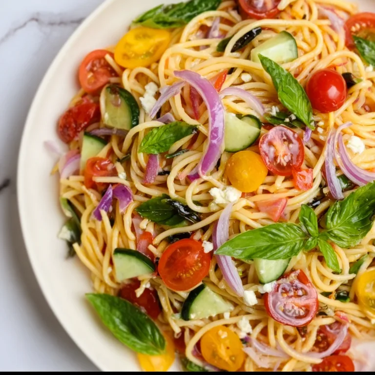 Refreshing Cold Spaghetti Salad with Fresh Veggies & Zesty Dressing Recipe