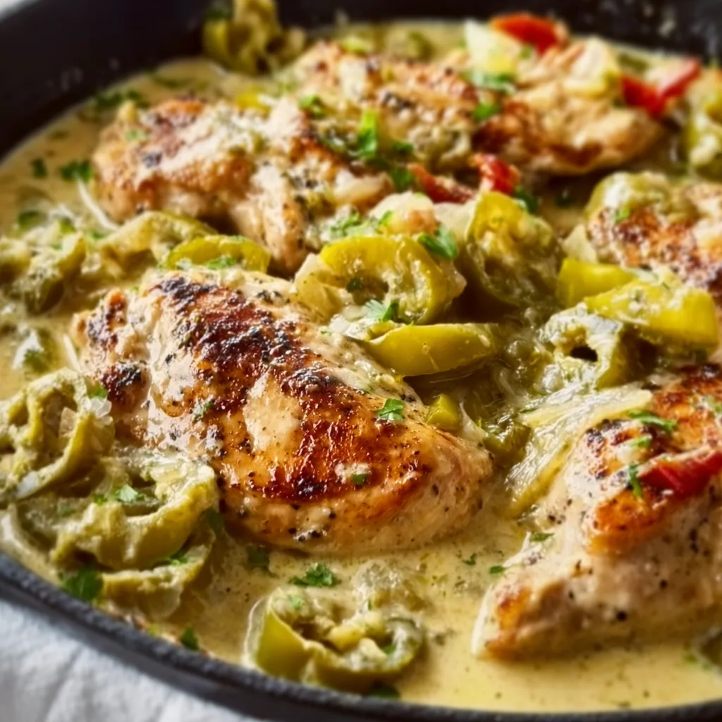Creamy Pepperoncini Chicken Skillet | Easy & Delicious One-Pan Dinner Recipe
