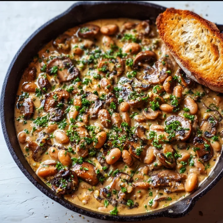 Creamy White Bean and Mushroom Skillet | Easy Healthy Dinner Recipe