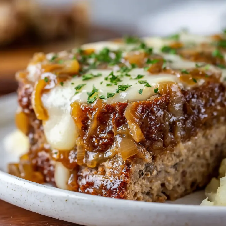 Crockpot French Onion Meatloaf with Melted Swiss Cheese | Easy Slow Cooker Recipe