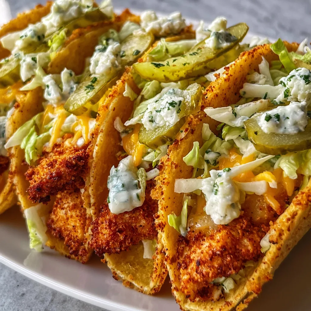 Dill Pickle Ranch Smash Chicken Tacos with Crispy Cheese | Delicious Crispy Taco Recipe