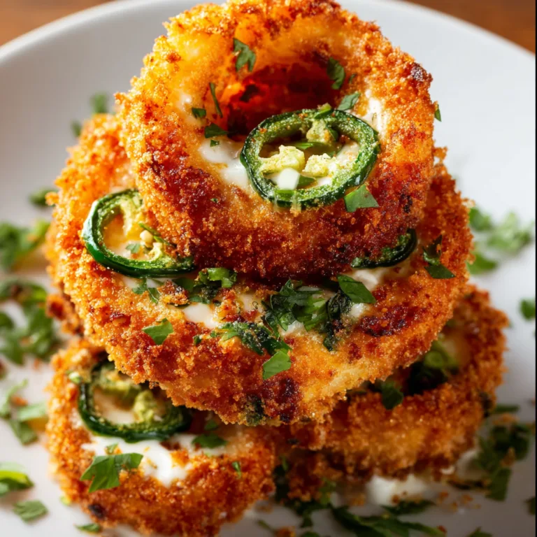 Crispy Jalapeño Popper Stuffed Onion Rings Recipe | Spicy & Cheesy Appetizer