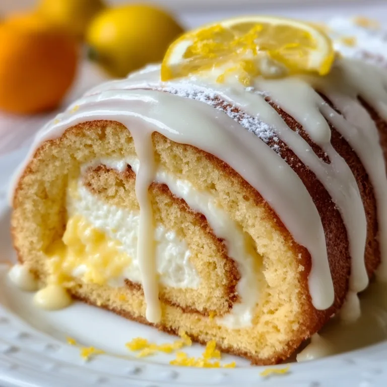 Lemon Cream Roll Cake with Zesty Lemon Glaze – Easy & Delicious Dessert Recipe