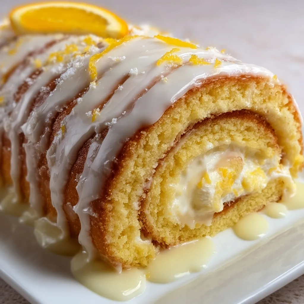 Lemon Cream Roll Cake with Zesty Lemon Glaze – Easy & Delicious Dessert Recipe