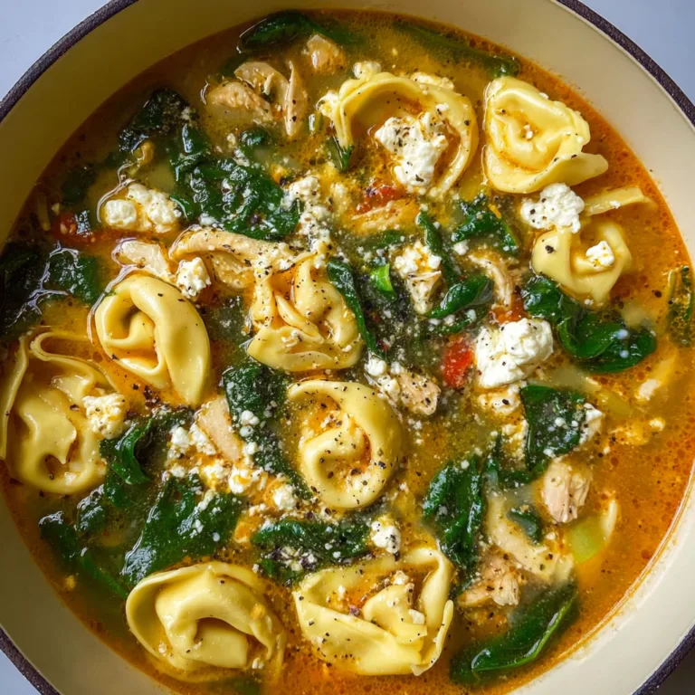Mediterranean Tortellini Soup with Spinach, Feta, & Chicken – Easy Healthy Recipe