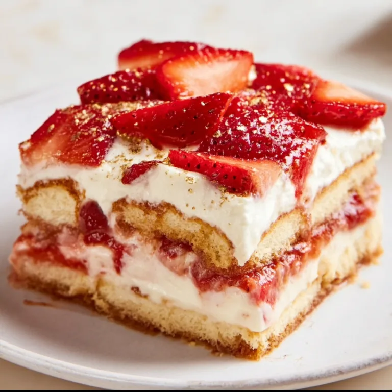 No-Bake Layered Strawberry Tiramisu Recipe – Easy & Delicious Dessert