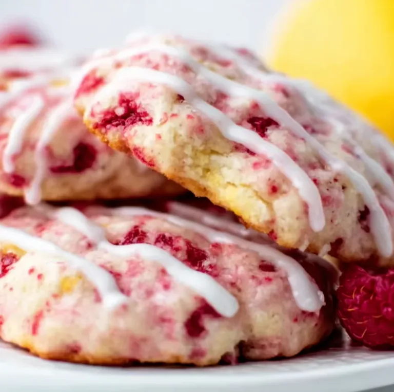 Delicious Raspberry Cookies with Tangy Lemon Glaze – Easy Homemade Recipe
