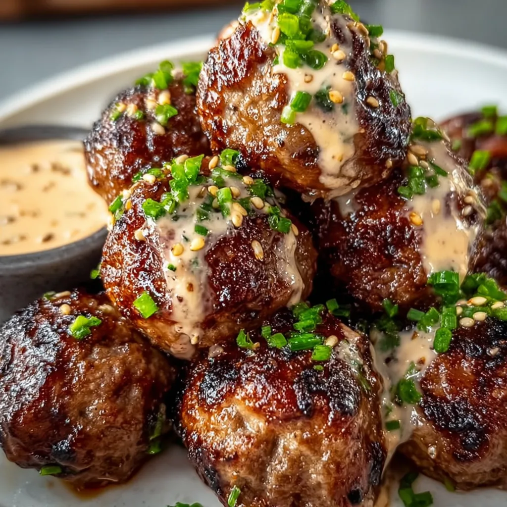Tender Korean BBQ Meatballs with Spicy Mayo Dip | Easy & Flavorful Recipe