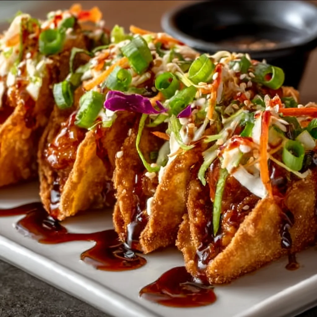 Crispy Teriyaki Chicken Wonton Tacos | Easy & Delicious Asian Fusion Recipe