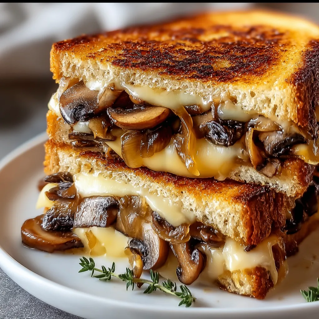 Gourmet Grilled Cheese with Gouda, Roasted Mushrooms & Caramelized Onions | Easy Recipe