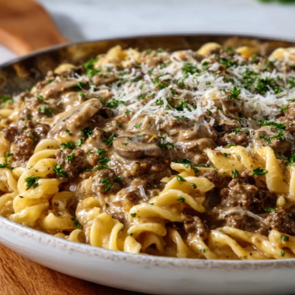 Creamy One-Pot Ground Beef Stroganoff Recipe | Easy & Delicious Dinner