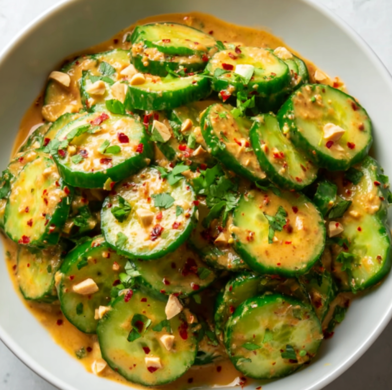 Cucumbers in Spicy Peanut Sauce Recipe | Easy & Refreshing Side Dish