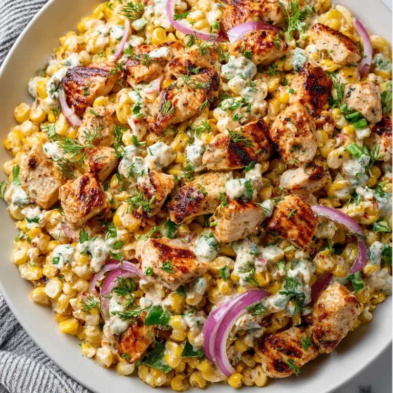 High Protein Chicken Street Corn Salad - Fresh, Creamy & Low Calorie