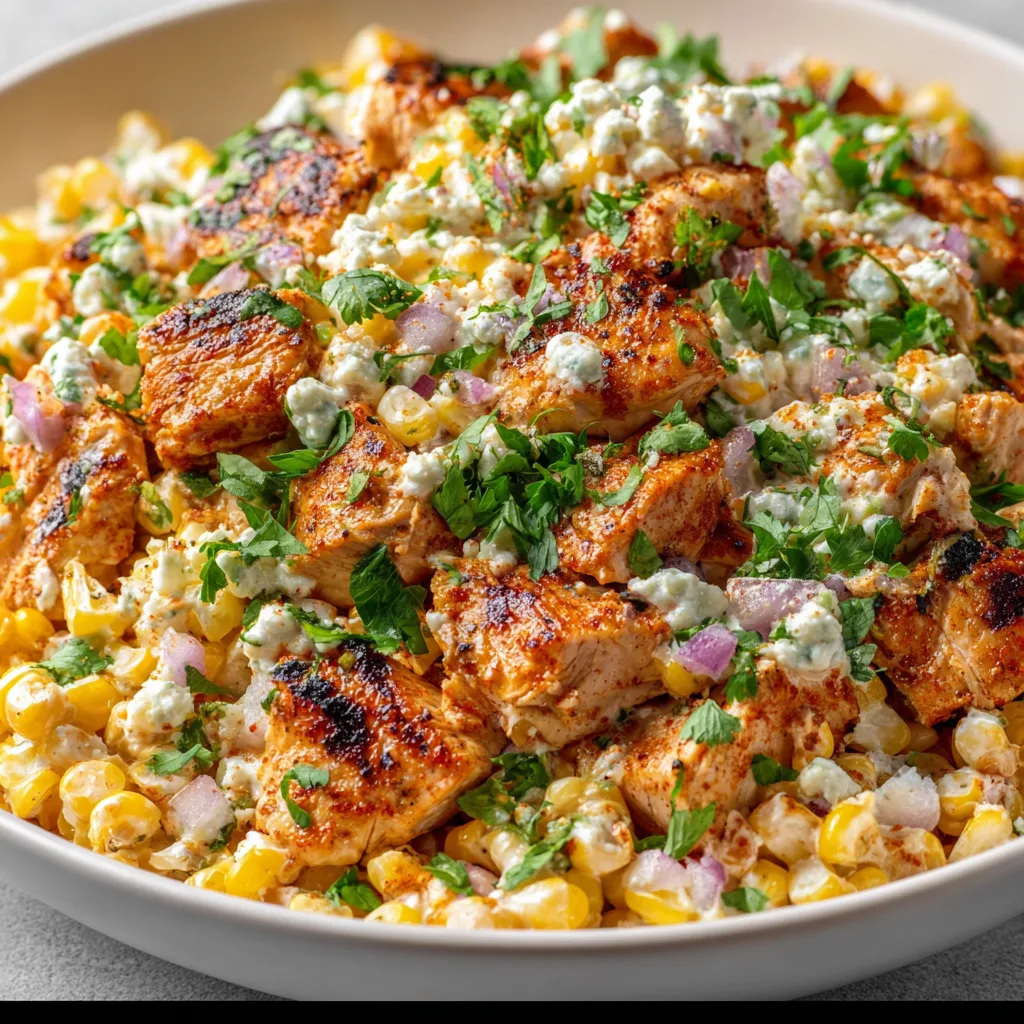 High Protein Chicken Street Corn Salad - Fresh, Creamy & Low Calorie