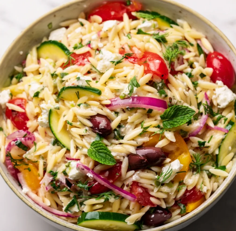 Juicy Mediterranean Orzo Pasta Salad Recipe | Fresh & Flavorful Mediterranean Pasta