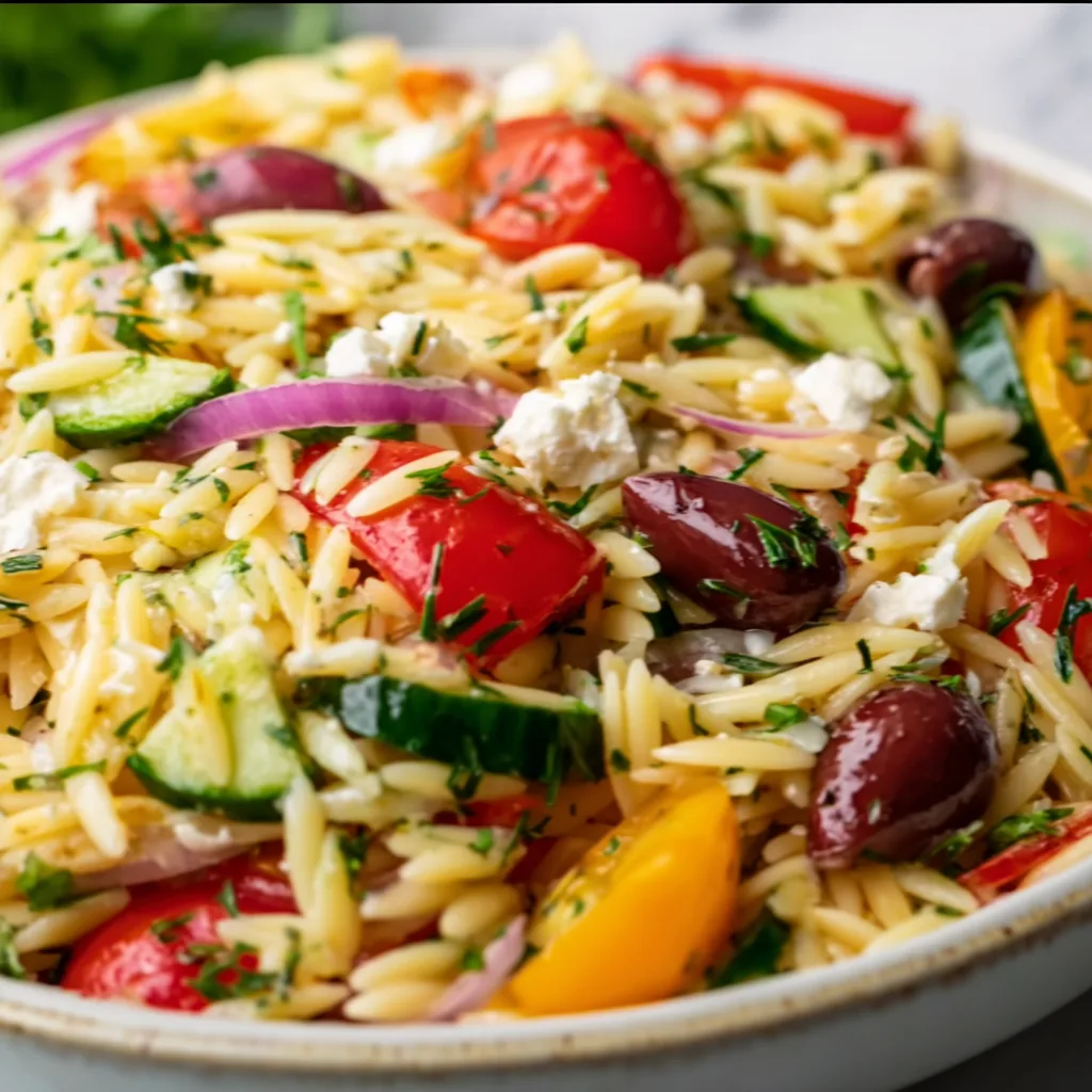 Juicy Mediterranean Orzo Pasta Salad Recipe | Fresh & Flavorful Mediterranean Pasta