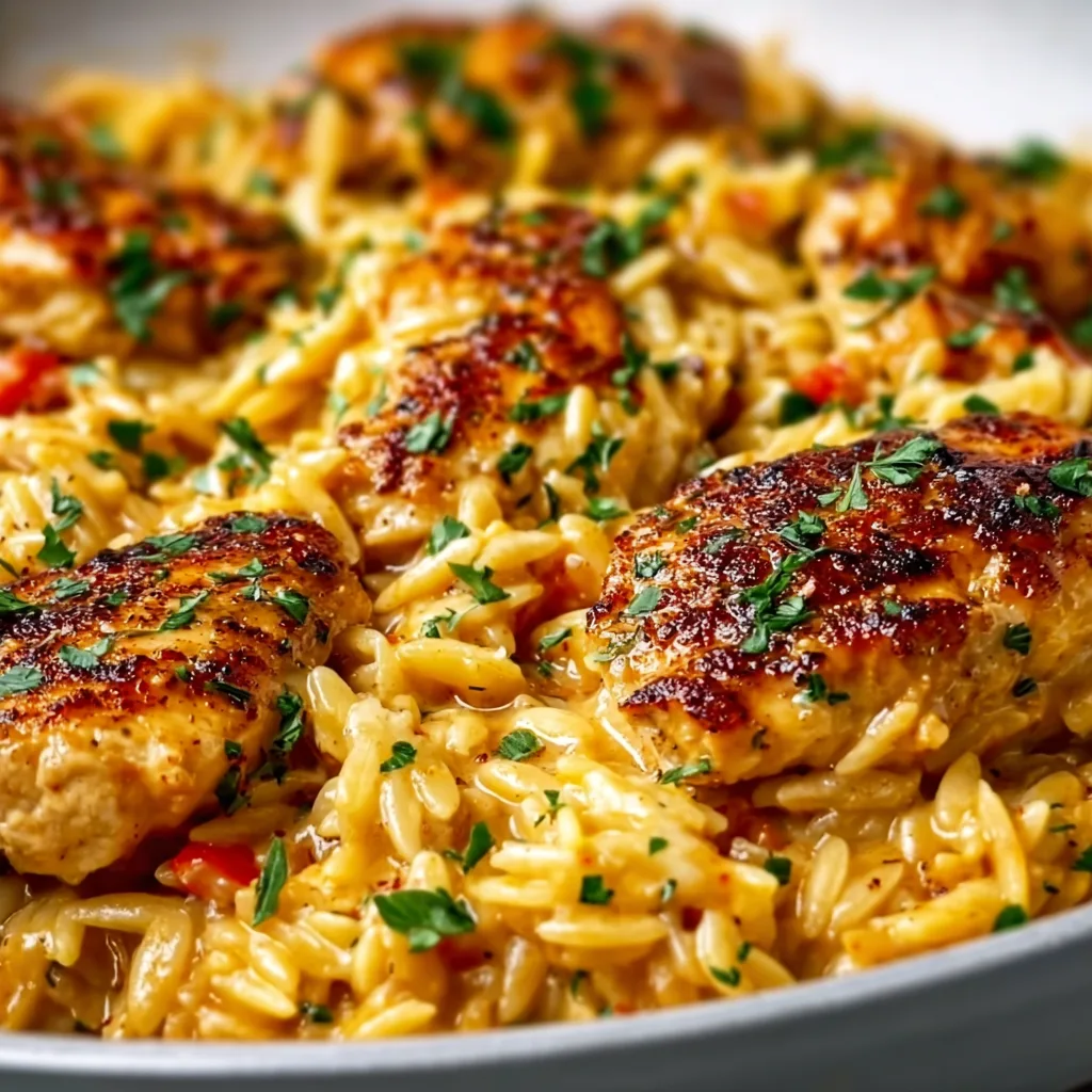 One Pot Cajun Chicken Orzo Recipe | Easy Spicy Chicken Pasta Meal