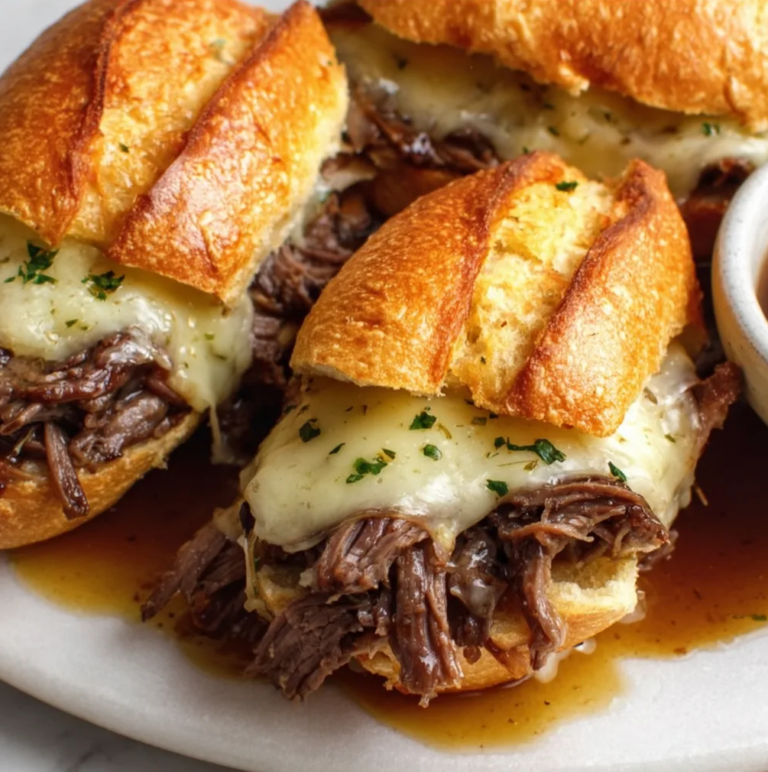 Slow Cooker French Dip Sandwiches with Melted Provolone – Easy & Delicious Recipe