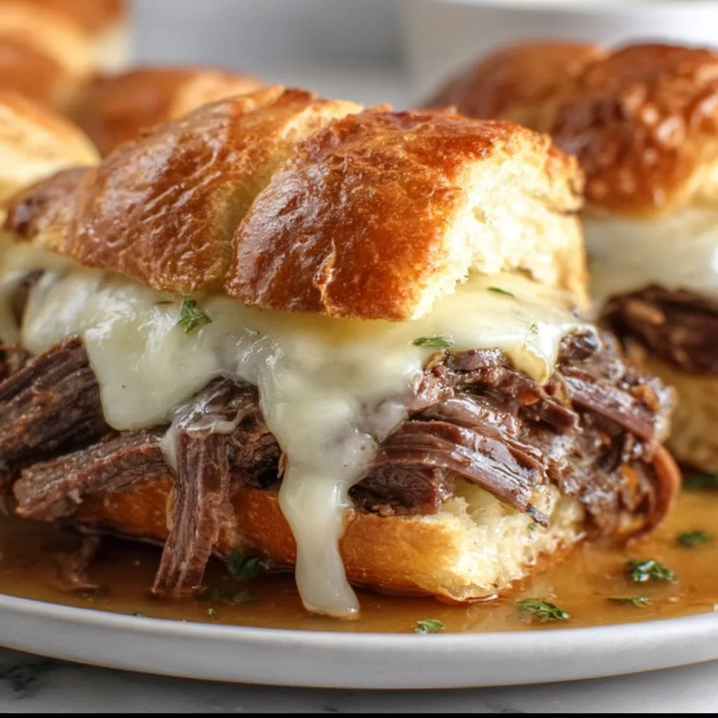 Slow Cooker French Dip Sandwiches with Melted Provolone – Easy & Delicious Recipe