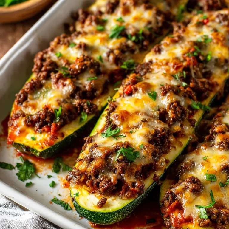 Delicious Stuffed Zucchini Boats with Savory Ground Beef Recipe