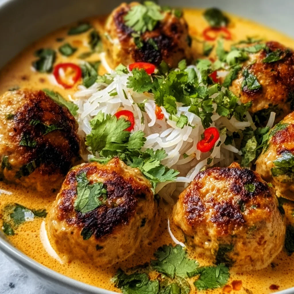 Thai Chicken Meatballs in Coconut Curry | Easy Authentic Recipe