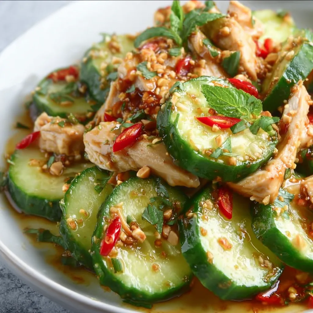 Fresh Thai Cucumber Salad with Grilled Chicken | Healthy & Flavorful Recipe