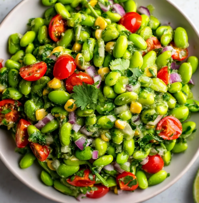 Fresh Damame Salad with Zesty Cilantro Lime Dressing – Healthy & Delicious!
