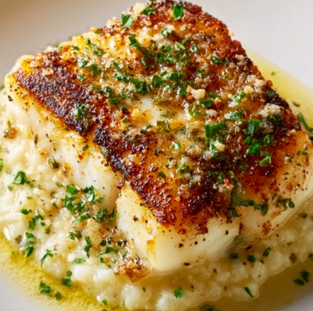 Broiled Halibut with Parmesan Butter Topping | Easy & Delicious Seafood Recipe