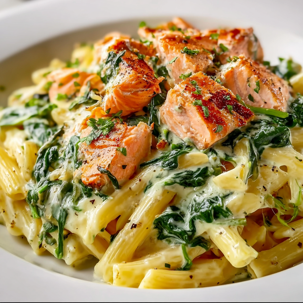 Creamy Salmon Spinach Pasta Recipe | Delicious & Easy Dinner Idea