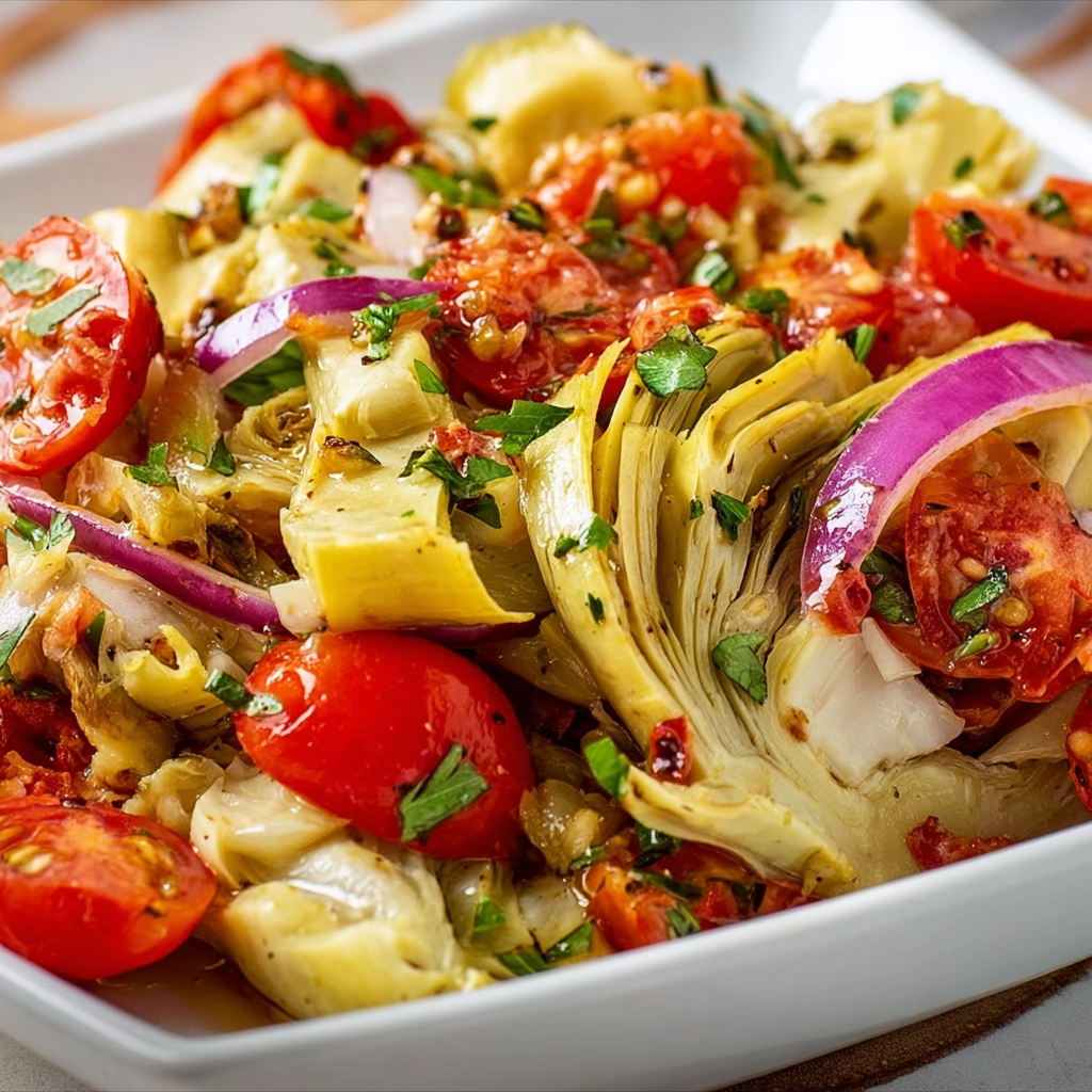 Easy Tuscan Artichoke Tomato Salad Recipe | Fresh & Flavorful Mediterranean Dish